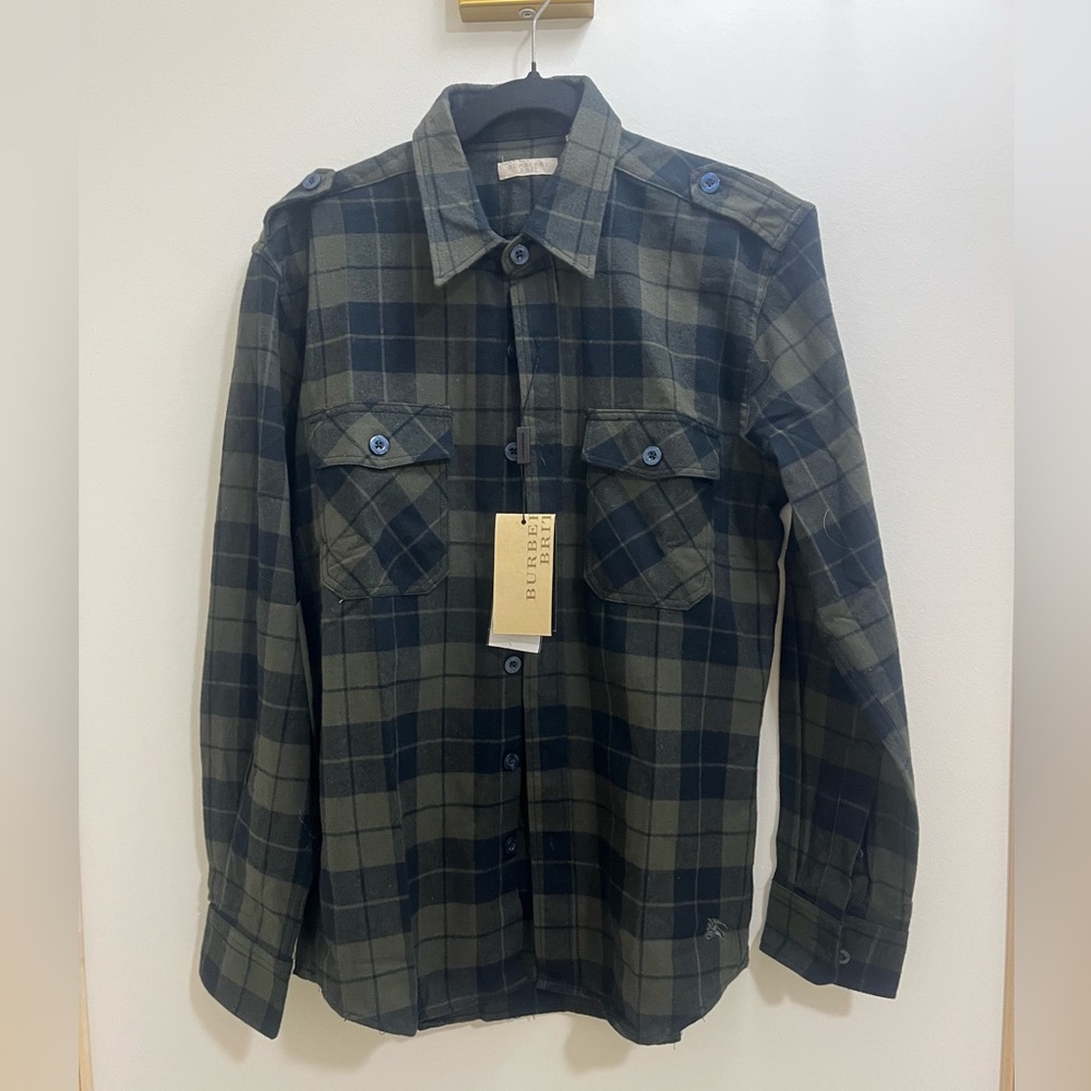 Burberry Britt Checkered Shirt in Gray and Green